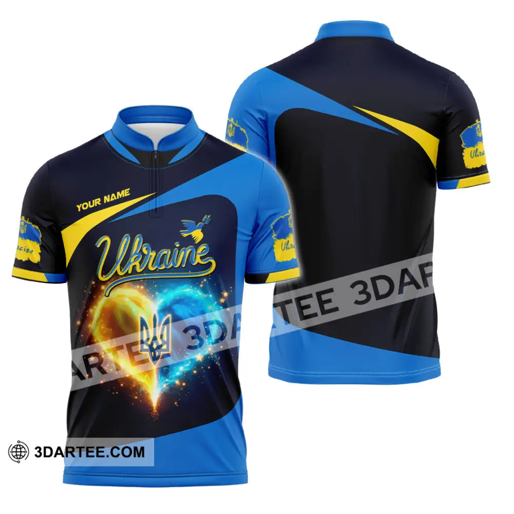 Unisex Shirt - Custom Text Shirt Ukraine Shirt Zipper Polo Shirt / S T-shirt