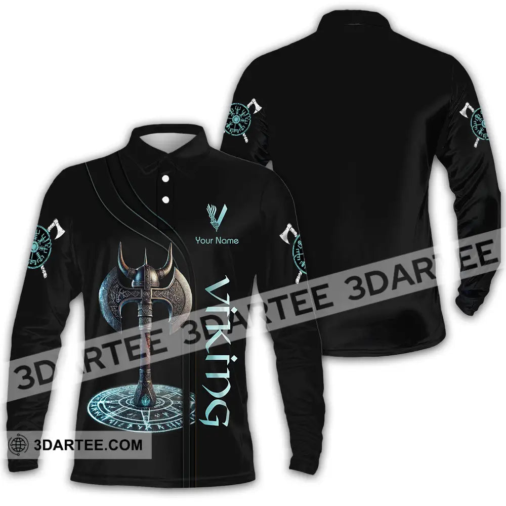 Unisex Shirt - Custom Text Viking Long Sleeve Polo / S T-Shirt
