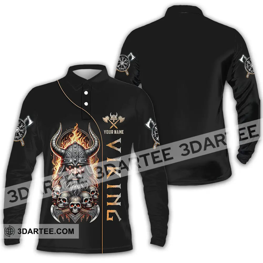 Unisex Shirt - Custom Text Viking Long Sleeve Polo / S T-Shirt