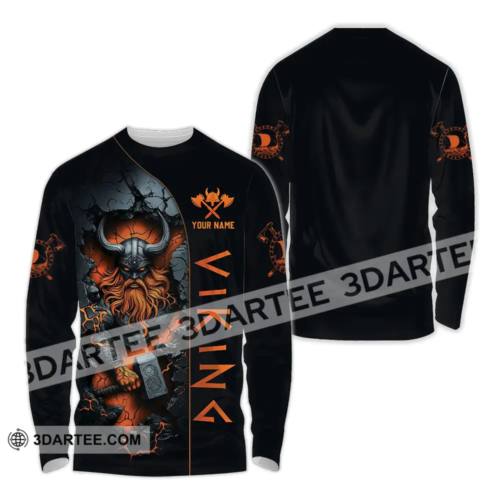 Unisex Shirt - Custom Text Viking Long Sleeve / S T-Shirt