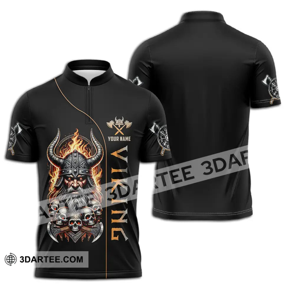 Unisex Shirt - Custom Text Viking Zipper Polo / S T-Shirt