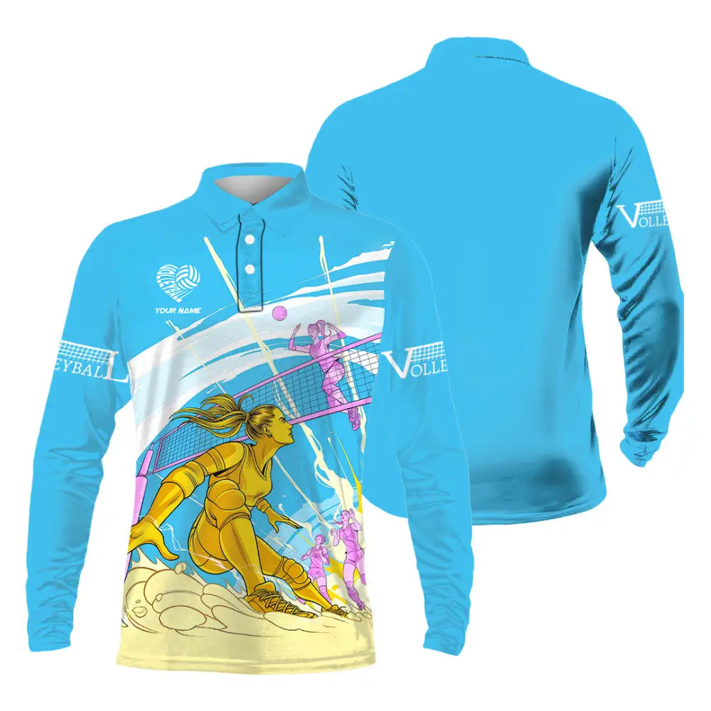 Unisex Shirt - Custom Text Shirt Volleyball Long Sleeve Polo / S T-shirt