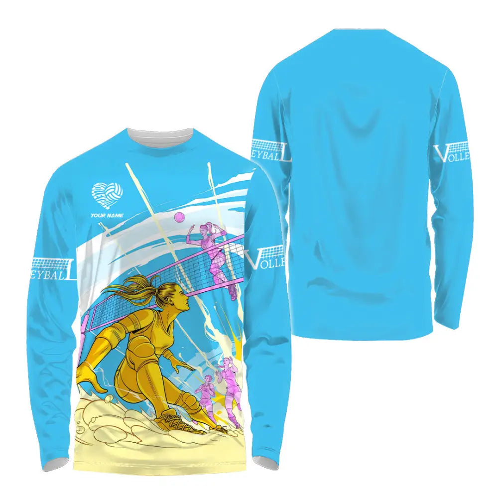 Unisex Shirt - Custom Text Shirt Volleyball Long Sleeve Shirt / S T-shirt