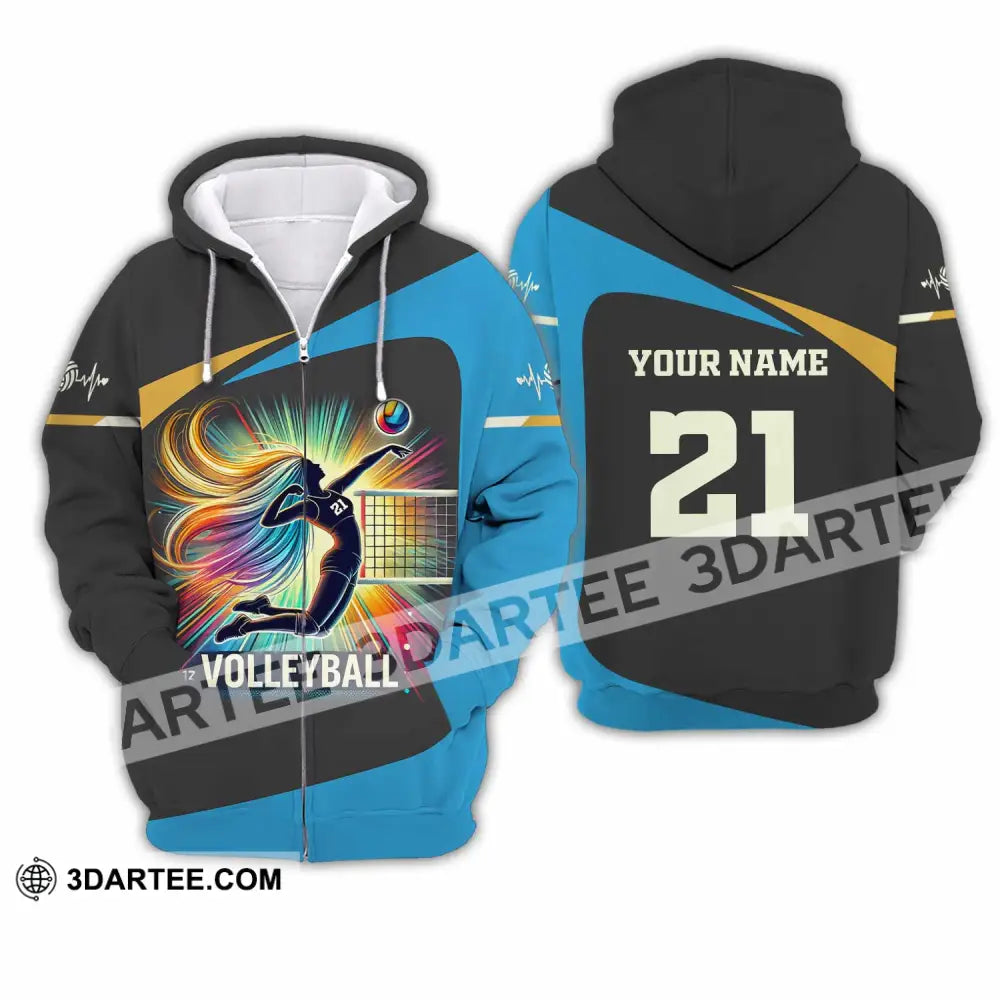 Unisex Shirt - Custom Text Shirt Volleyball Shirt Zipper Hoodie / S T-shirt