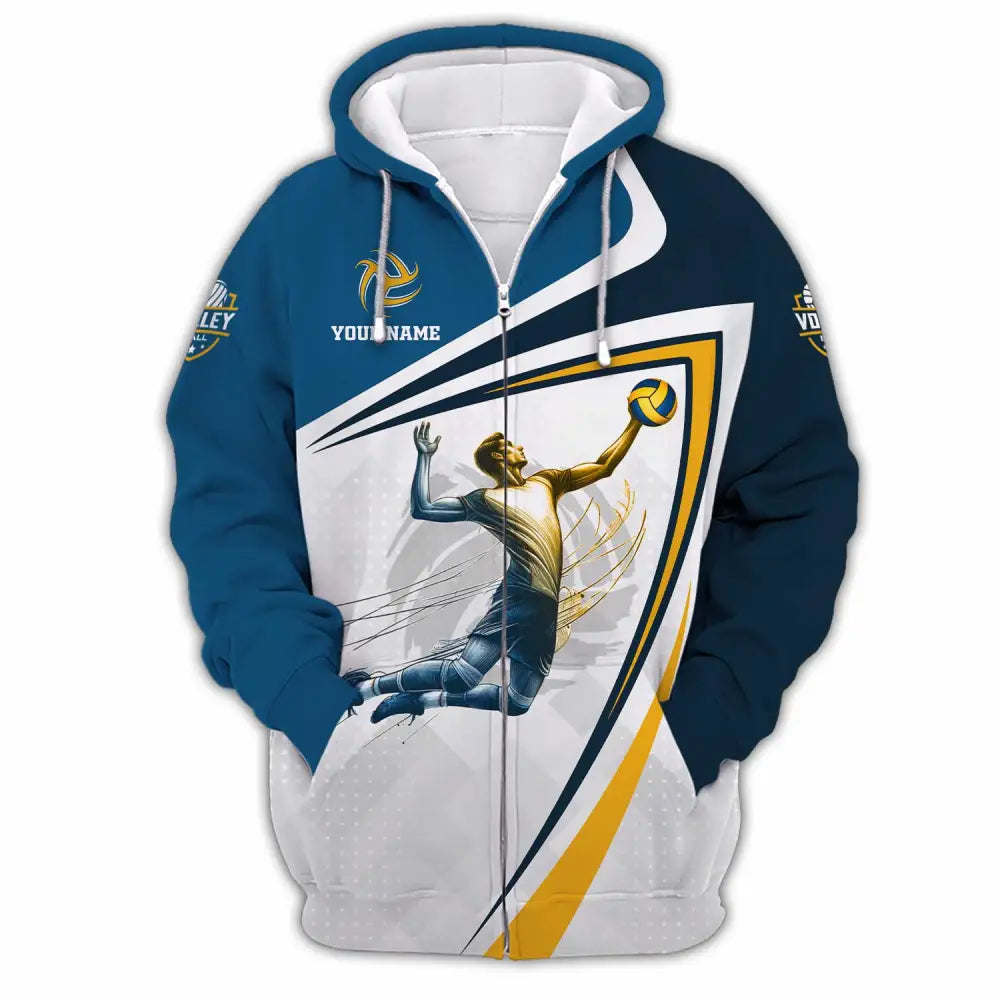 Unisex Shirt - Custom Text Shirt Volleyball Zipper Hoodie / S T-shirt