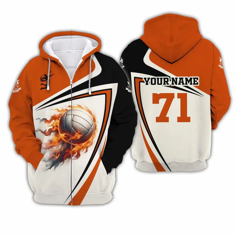 Unisex Shirt - Custom Text Shirt Volleyball Zipper Hoodie / S T-shirt