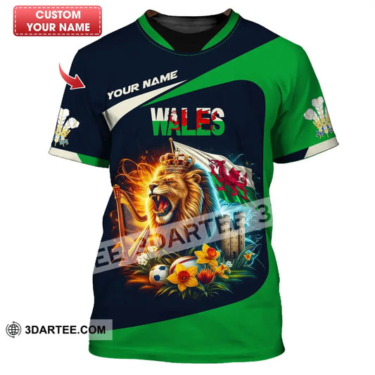 Unisex Shirt - Custom Text Wales Lion T-Shirt