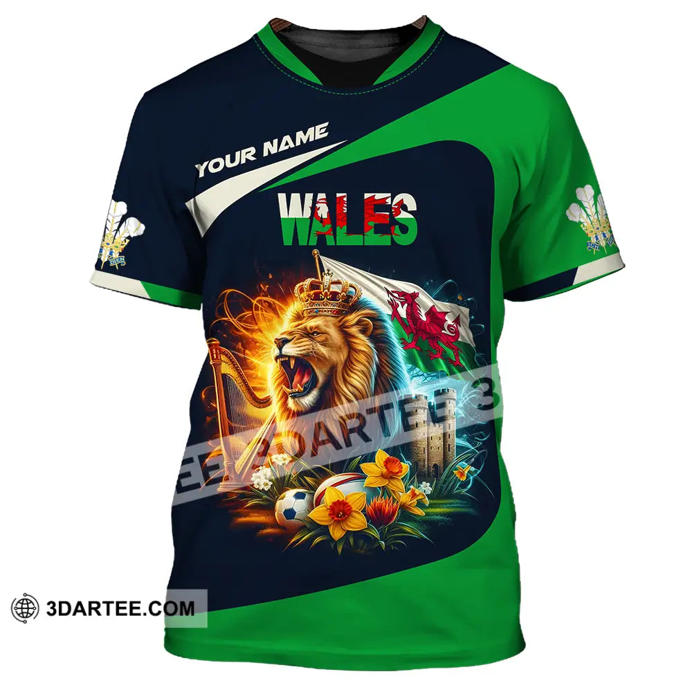 Unisex Shirt - Custom Text Wales Lion T-Shirt / S T-Shirt