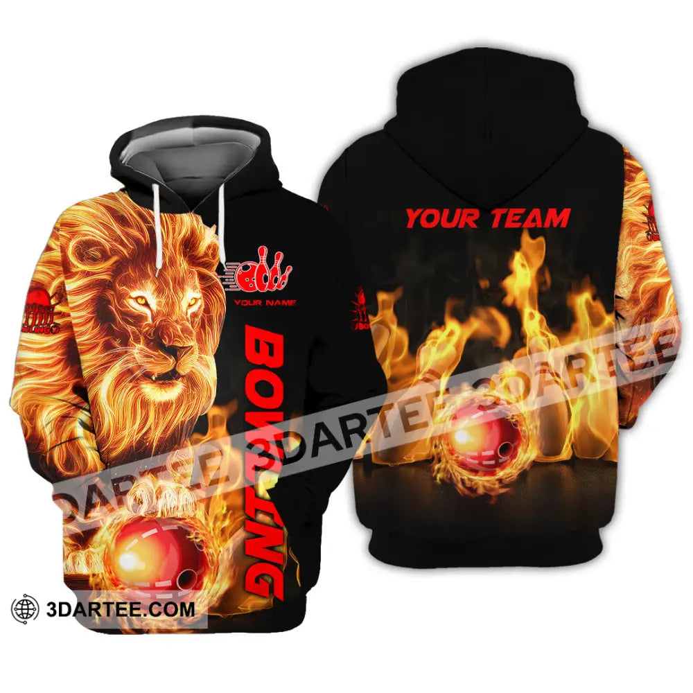 Unisex Shirt - Custom Texts Fire Lion Bowling Sport Hoodie / S T-Shirt