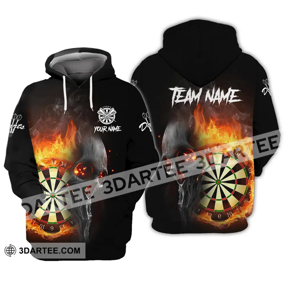 Unisex Shirt - Custom Texts Fire Lion Darts Sport For Player Hoodie / S T-Shirt