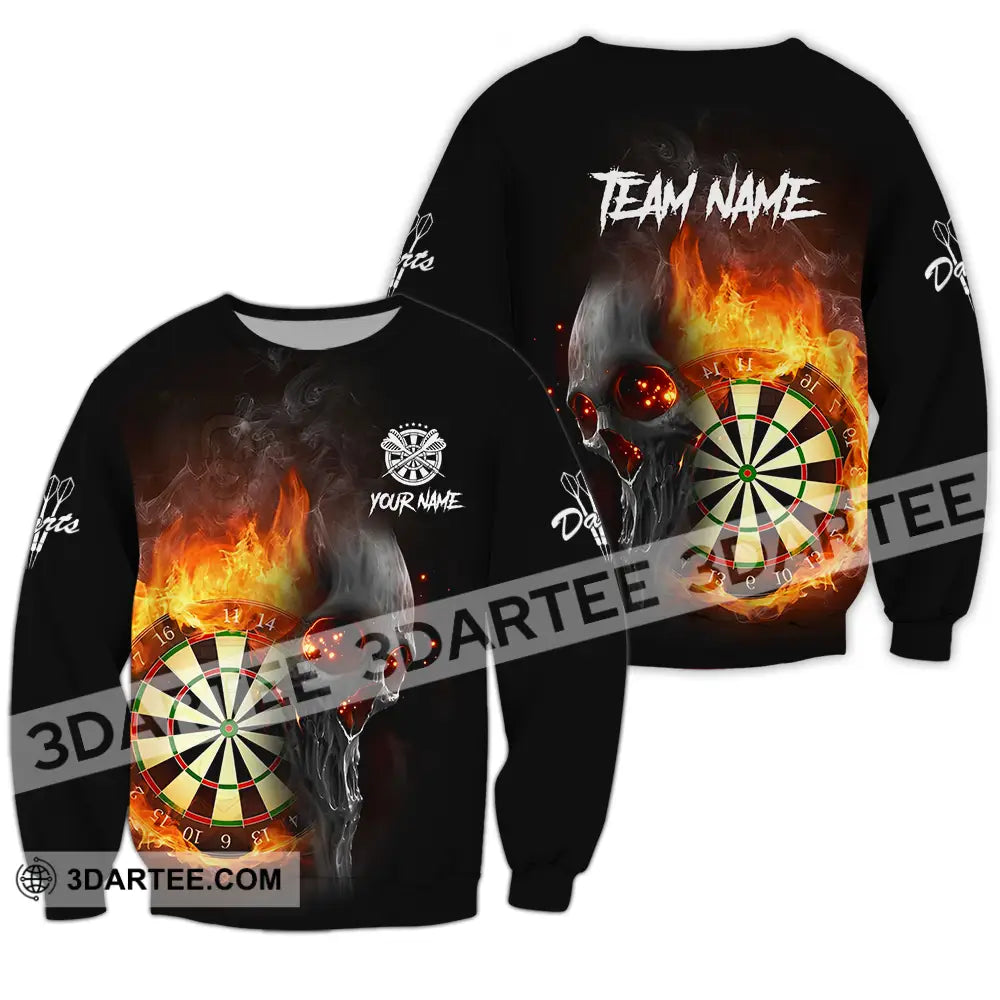 Unisex Shirt - Custom Texts Fire Lion Darts Sport For Player Long Sleeve / S T-Shirt