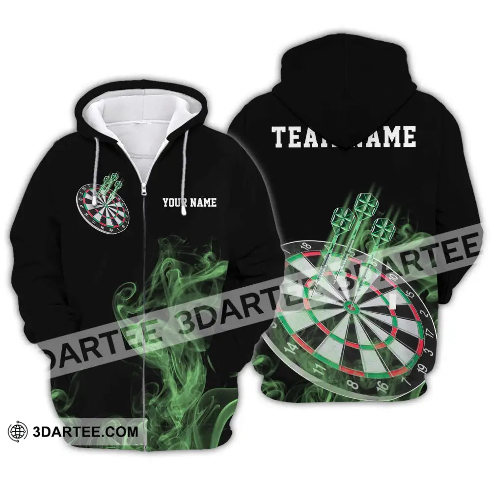 Unisex Shirt - Custom Texts Green Darts Player Sport Zipper Hoodie / S T-Shirt