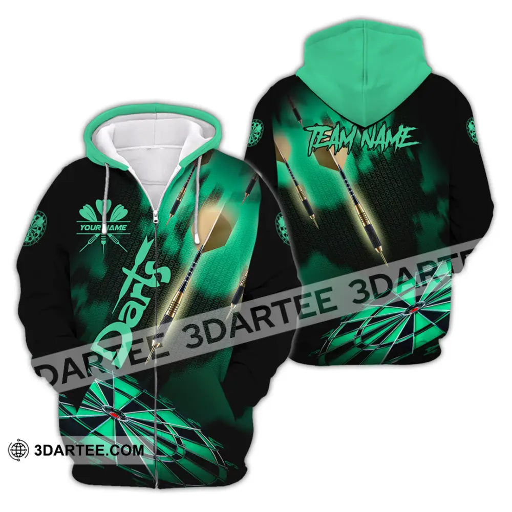 Unisex Shirt - Custom Texts Green Light Darts Sport Zipper Hoodie / S T-Shirt