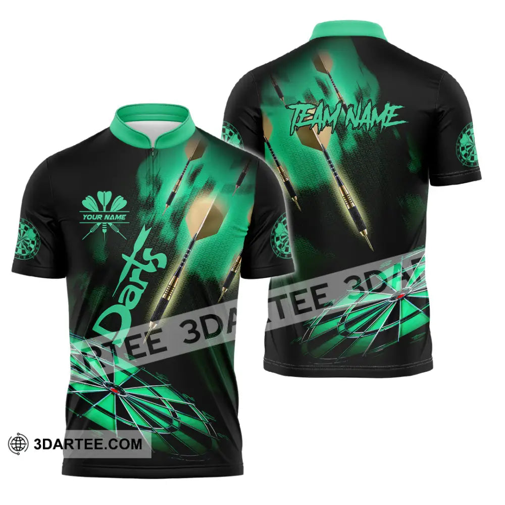 Unisex Shirt - Custom Texts Green Light Darts Sport Zipper Polo / S T-Shirt