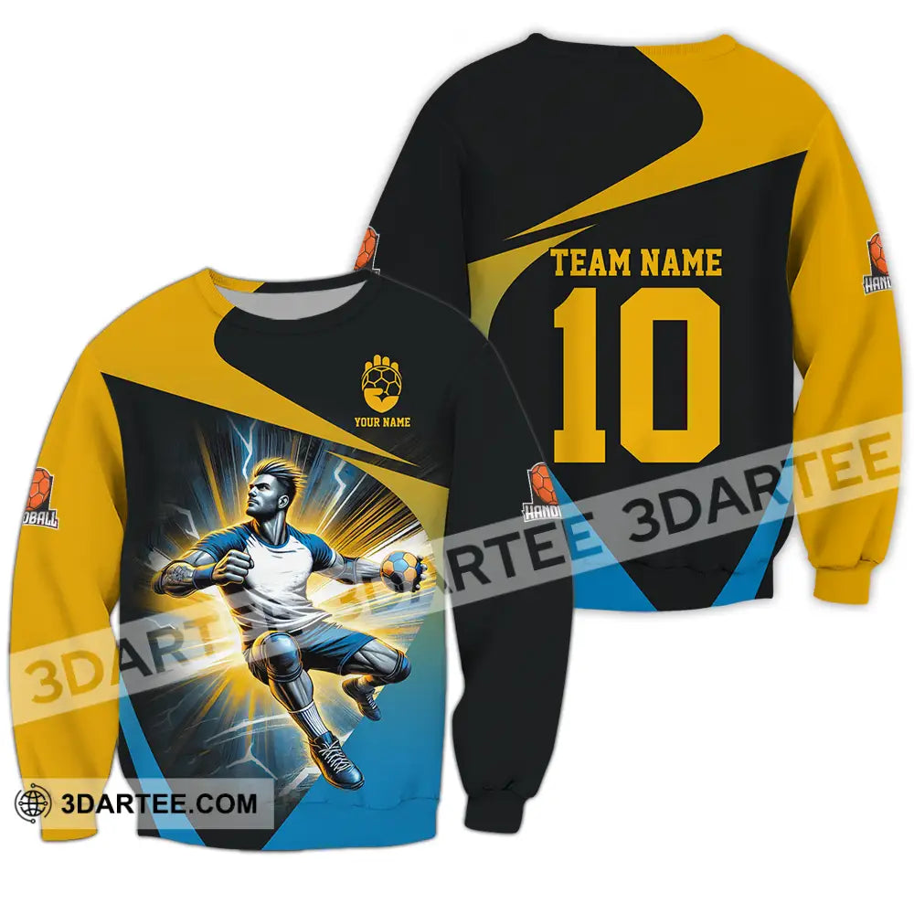 Unisex Shirt - Custom Texts Handball Player Long Sleeve / S T-Shirt