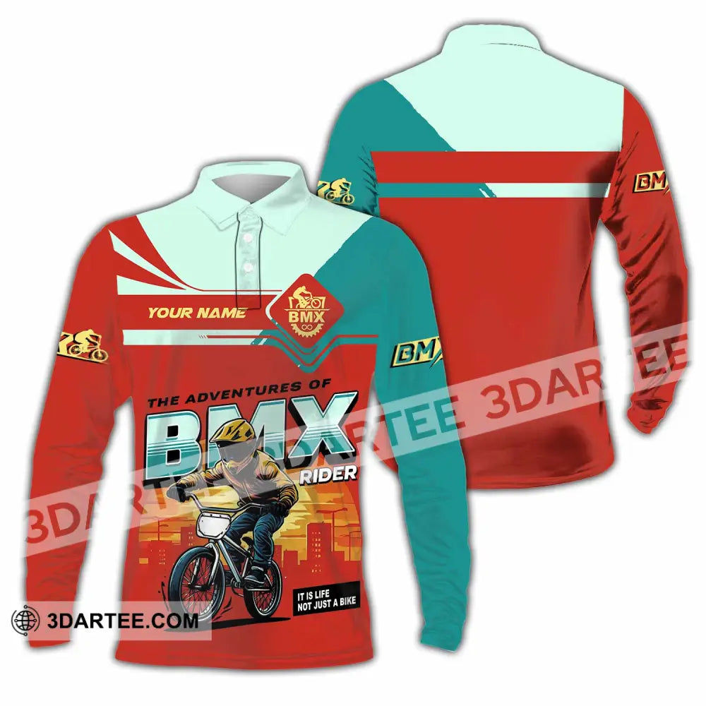 Unisex Shirt - Custom The Adventures Of BMX Rider Shirt Long Sleeve Polo / S T-shirt