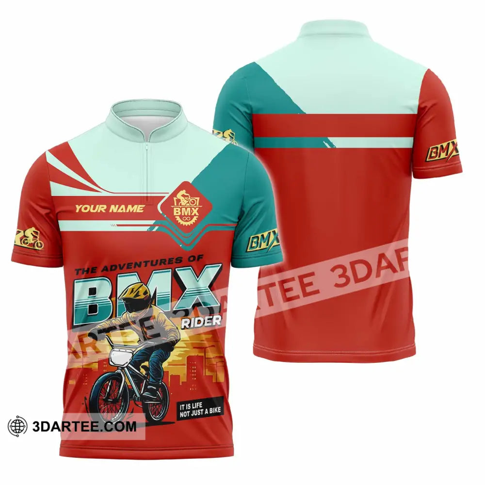 Unisex Shirt - Custom The Adventures Of BMX Rider Shirt Zipper Polo Shirt / S T-shirt