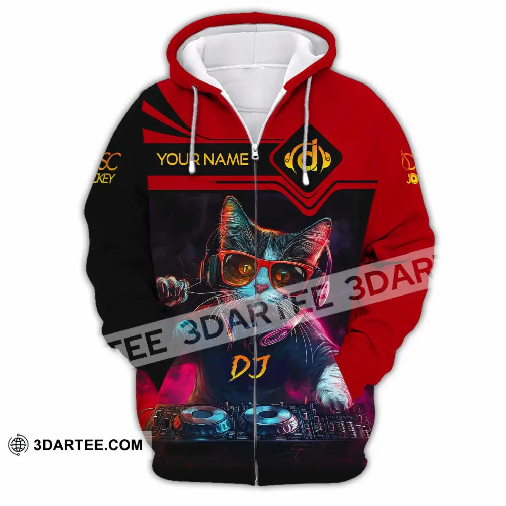 Unisex Shirt - Custom The DJ Cat Shirt Zipper Hoodie / S T-shirt