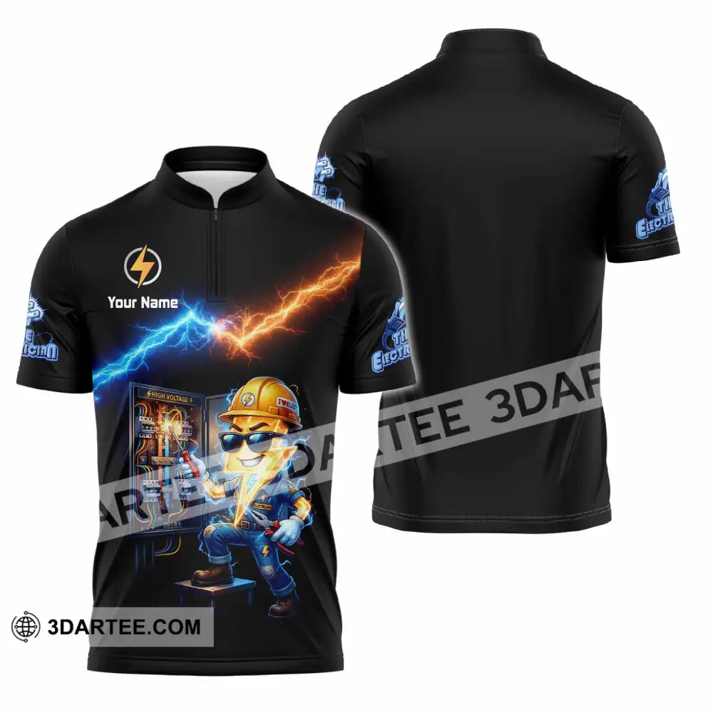 Unisex Shirt - Custom The Electrician Shirt - Zipper Polo Shirt / S - T-shirt