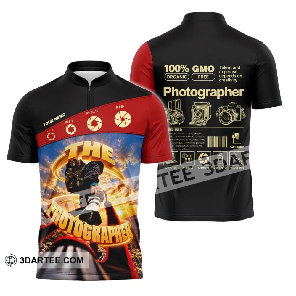 Unisex Shirt - Custom The Photographer Shirt - Zipper Polo Shirt / S - T-shirt