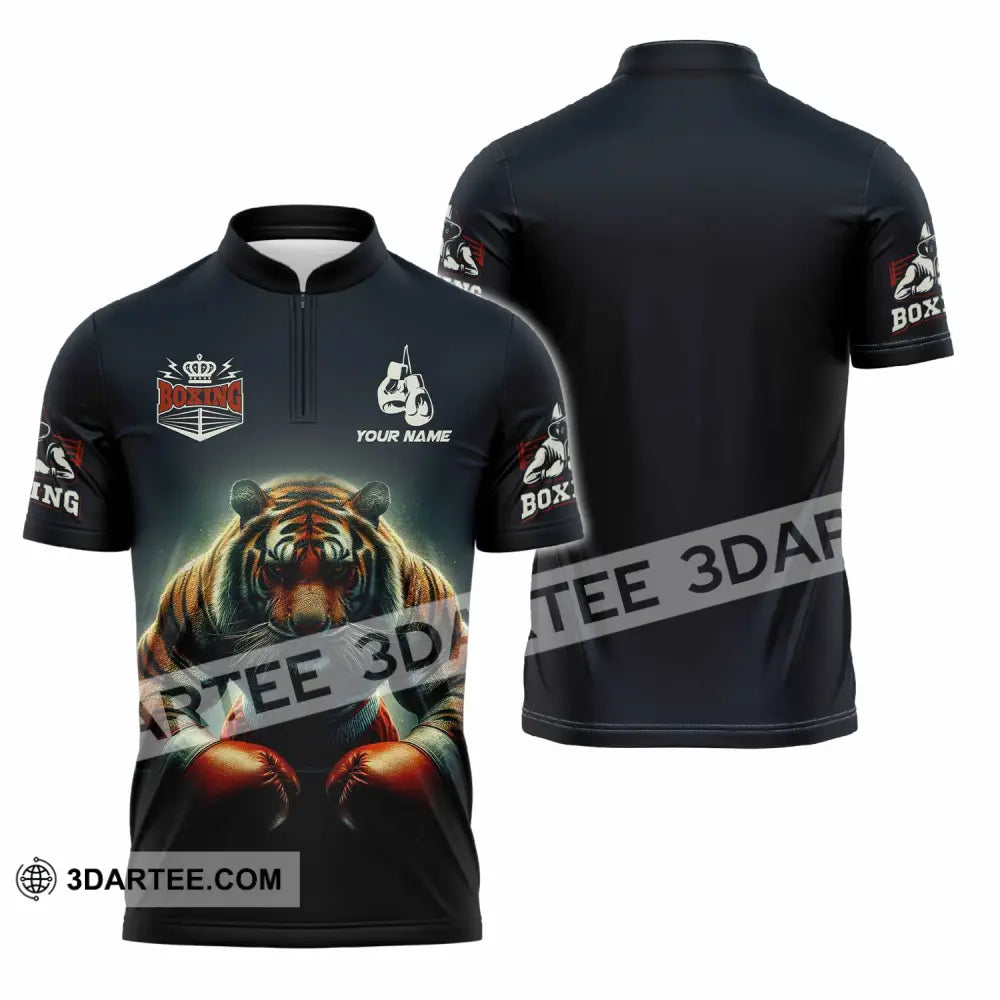 Unisex Shirt - Custom Tiger Boxing Lover Classic Shirt Zipper Polo Shirt / S T-shirt