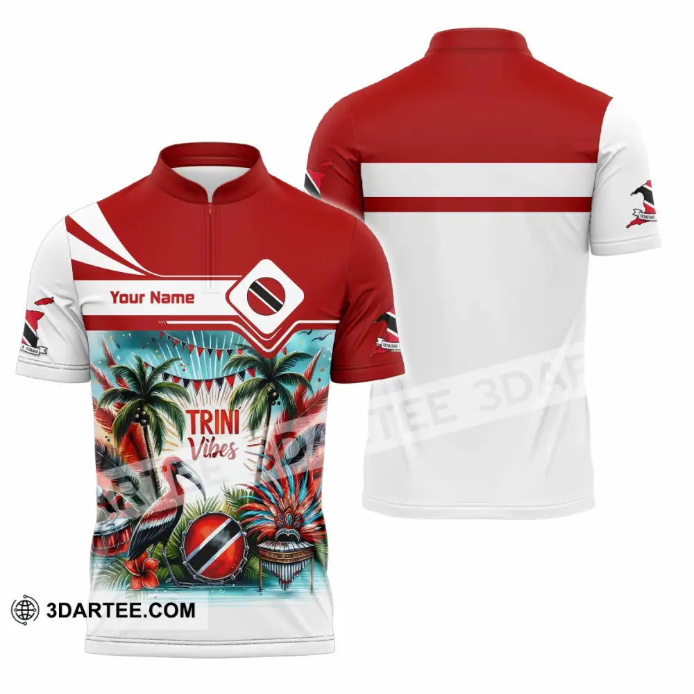 Unisex Shirt - Custom Trini Vibes Shirt - Zipper Polo Shirt / S - T-shirt