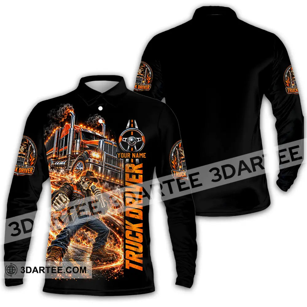 Unisex Shirt - Custom Truck Driver Shirt - Long Sleeve Polo / S - T-shirt