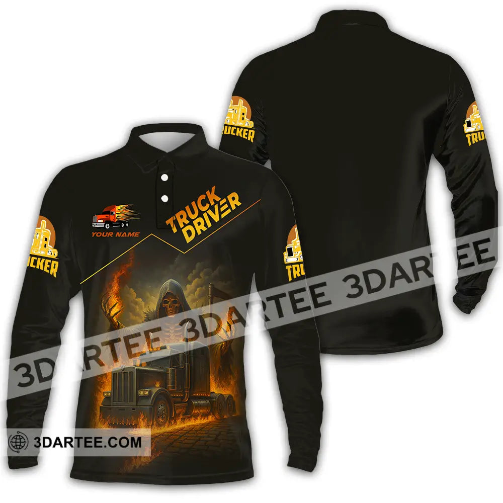 Unisex Shirt - Custom Truck Driver Shirt Long Sleeve Polo / S T-shirt