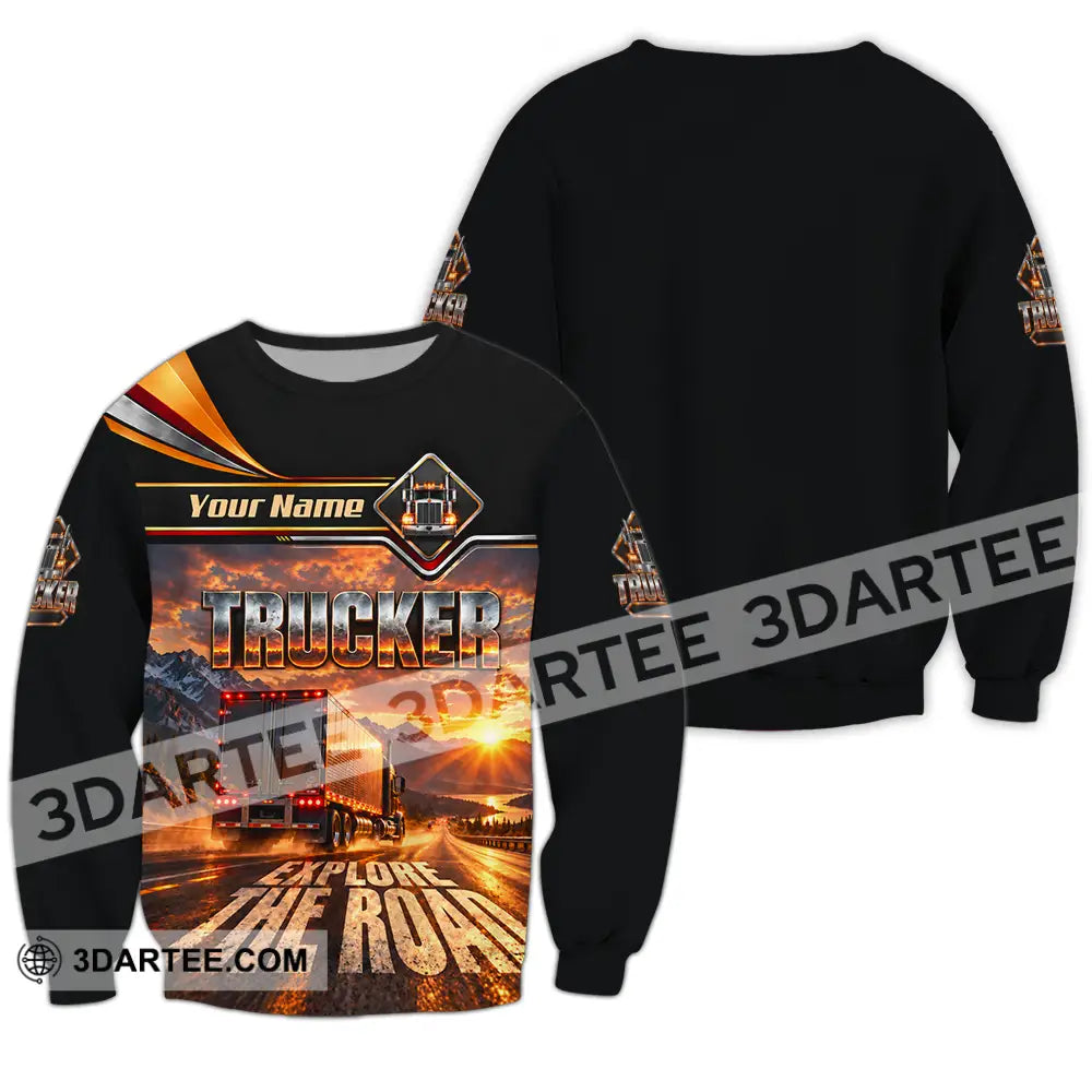 Unisex Shirt - Custom Trucker Explore The Road Shirt - Long Sleeve / S - T-shirt