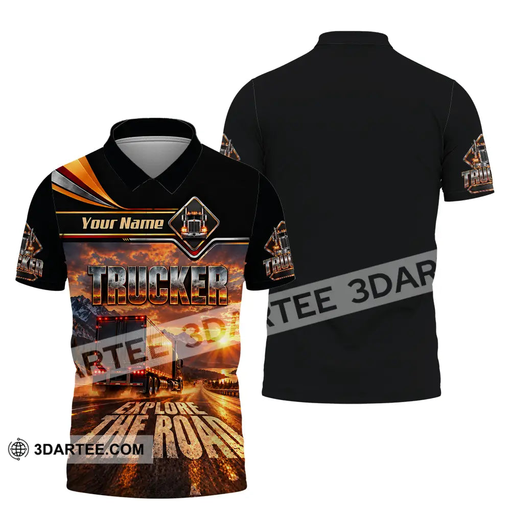 Unisex Shirt - Custom Trucker Explore The Road Shirt - Polo Shirt / S - T-shirt