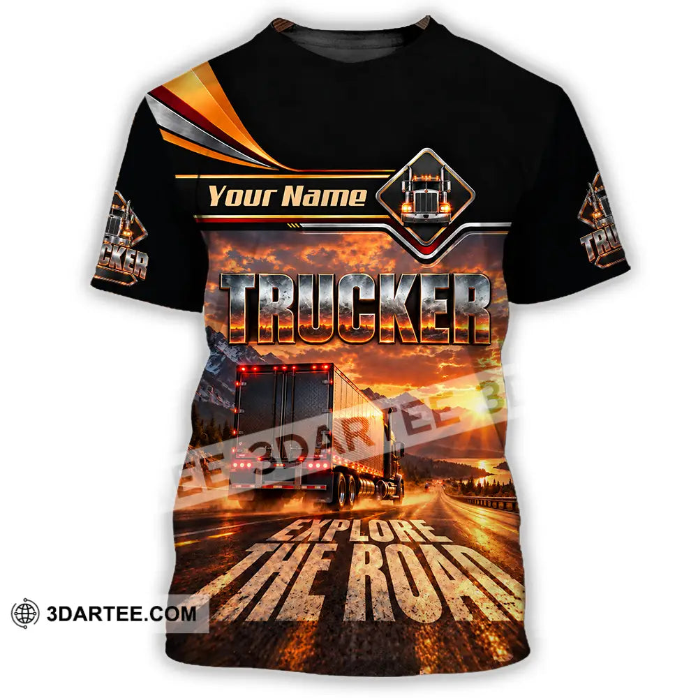 Unisex Shirt - Custom Trucker Explore The Road Shirt - T-Shirt / S - T-shirt
