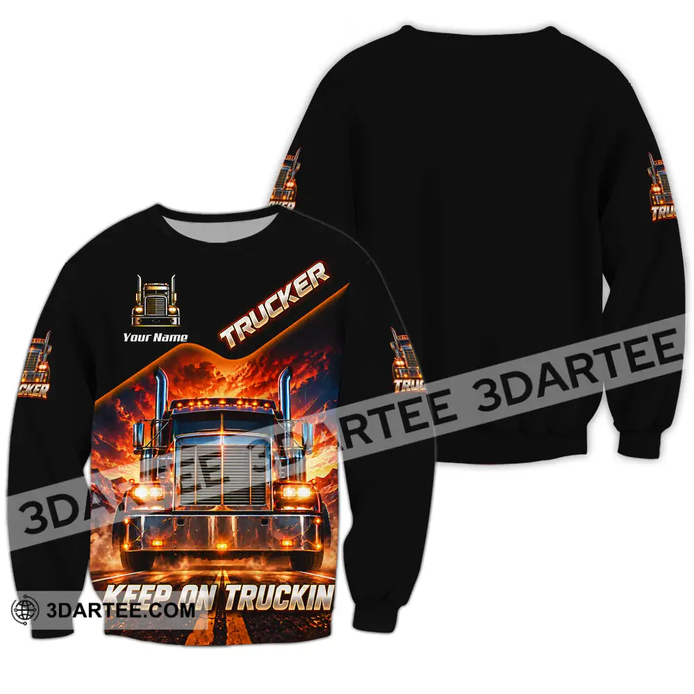 Unisex Shirt - Custom Trucker Keep On Trackin’ Shirt - Long Sleeve / S - T-shirt