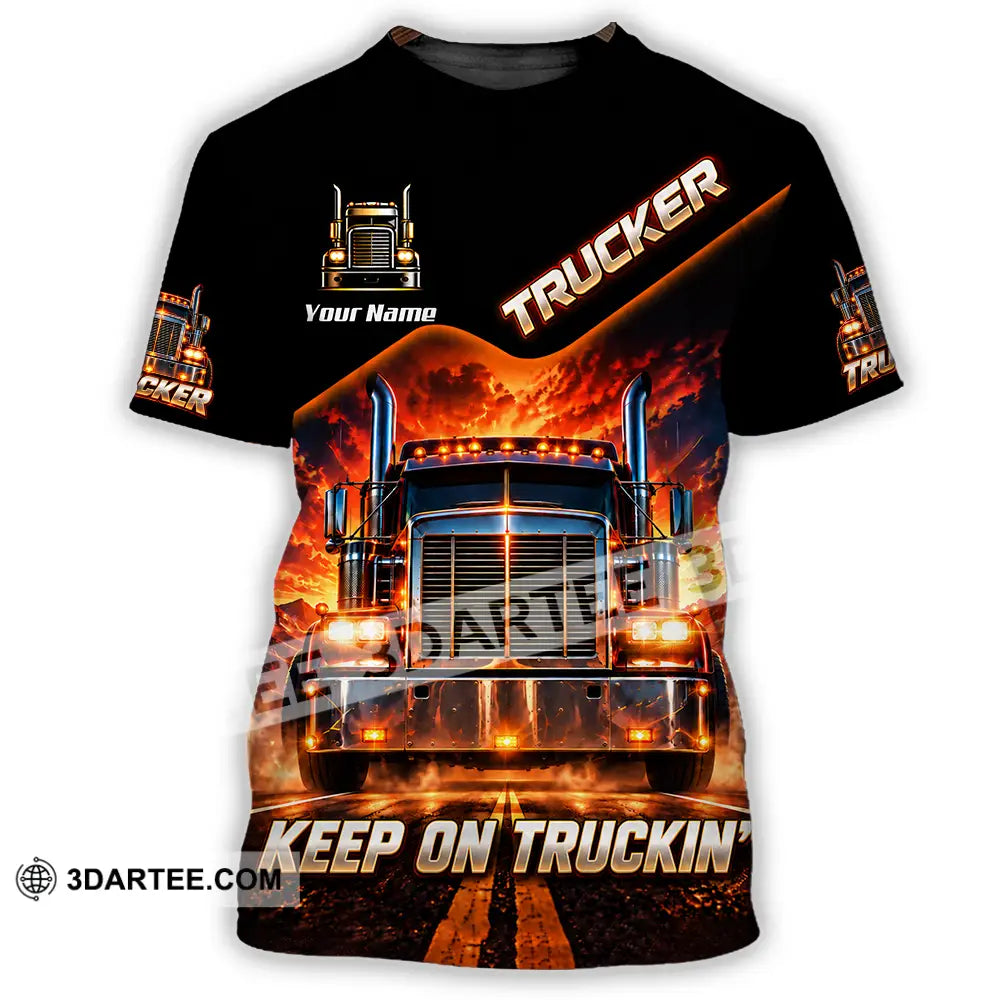 Unisex Shirt - Custom Trucker Keep On Trackin’ Shirt - T-Shirt / S - T-shirt
