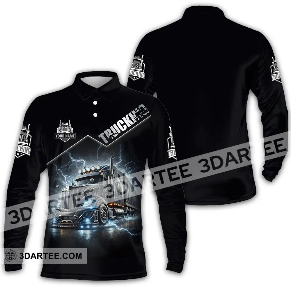 Unisex Shirt - Custom Trucker Keep On Trucking 3D Shirt Long Sleeve Polo / S T-shirt