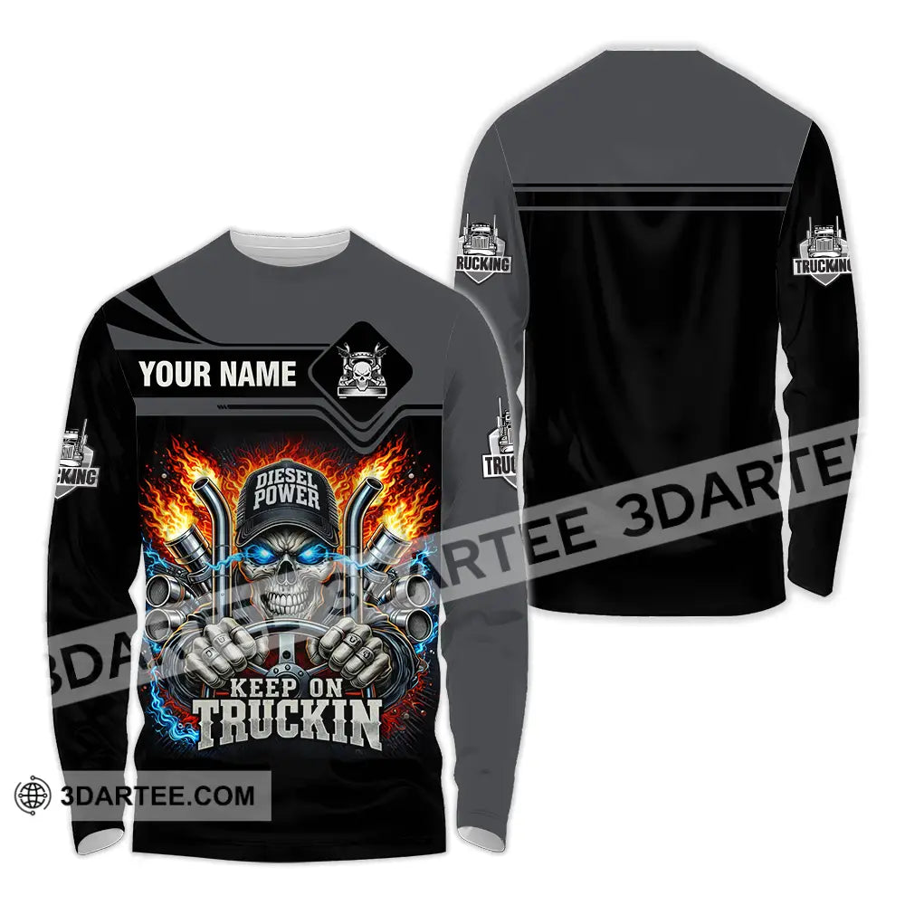 Unisex Shirt - Custom Trucker Keep On Trucking 3D Shirt Long Sleeve Shirt / S T-shirt