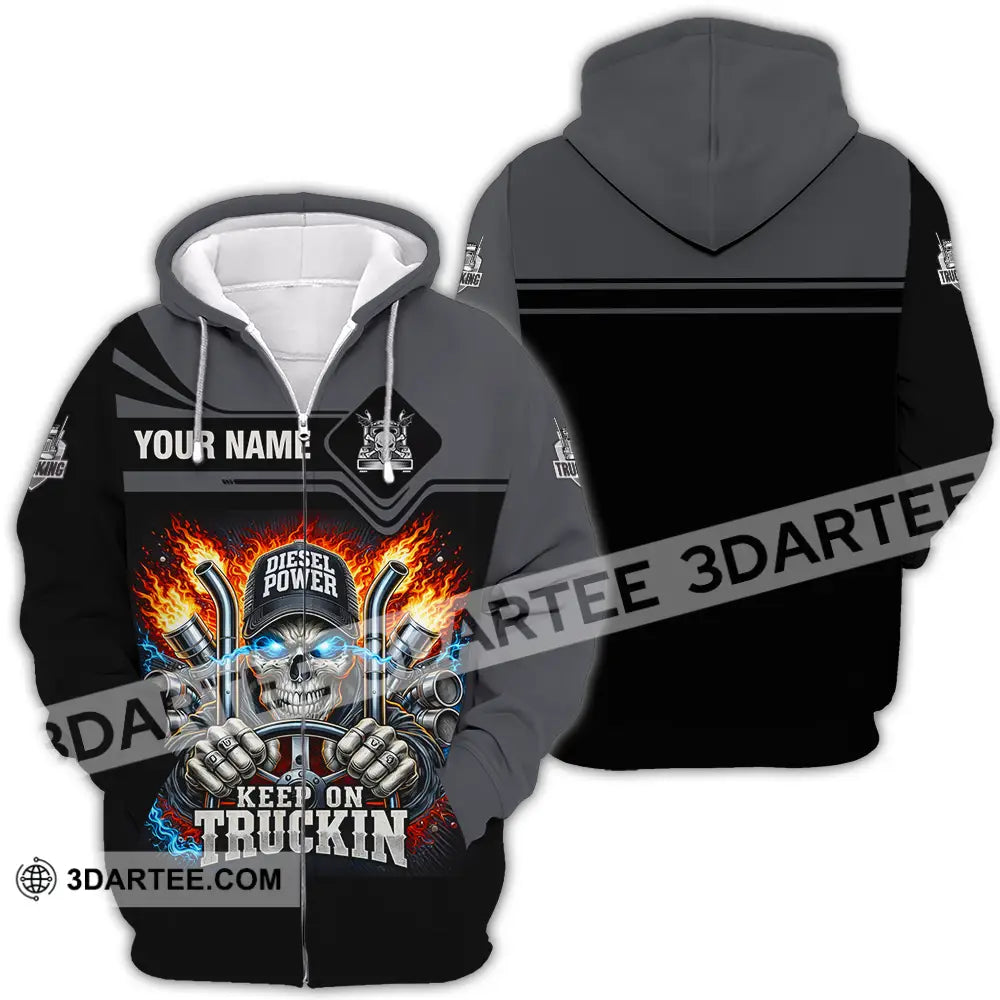 Unisex Shirt - Custom Trucker Keep On Trucking 3D Shirt Zipper Hoodie / S T-shirt