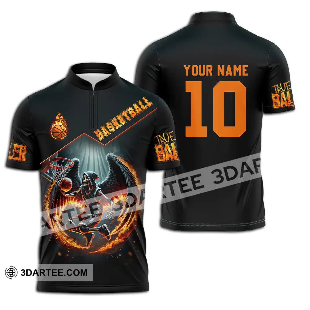 Unisex Shirt - Custom True Basketball Player Shirt Zipper Polo Shirt / S T-shirt