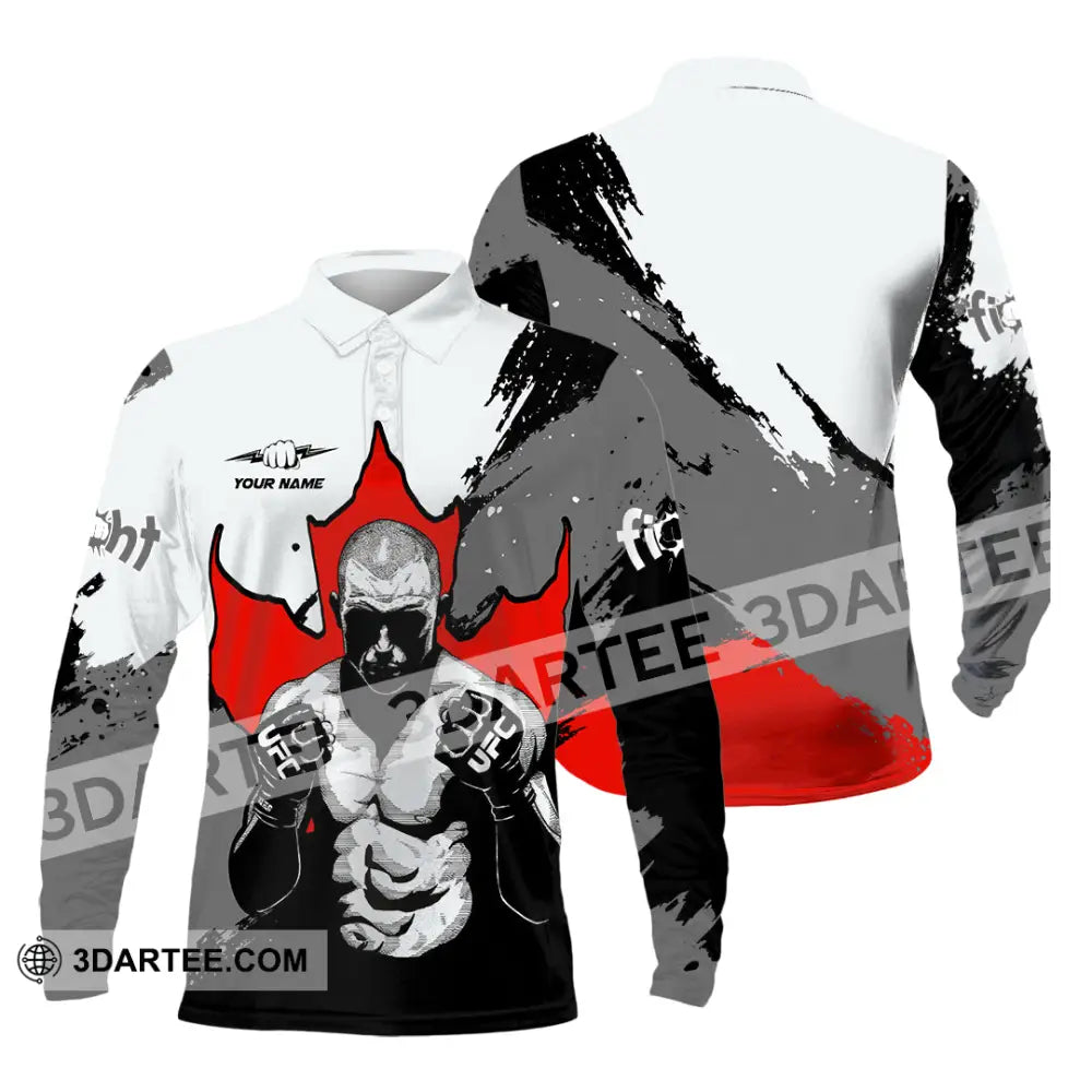 Unisex Shirt - Custom Try Your Hard Fight Man Sport Shirt Long Sleeve Polo / S T-shirt