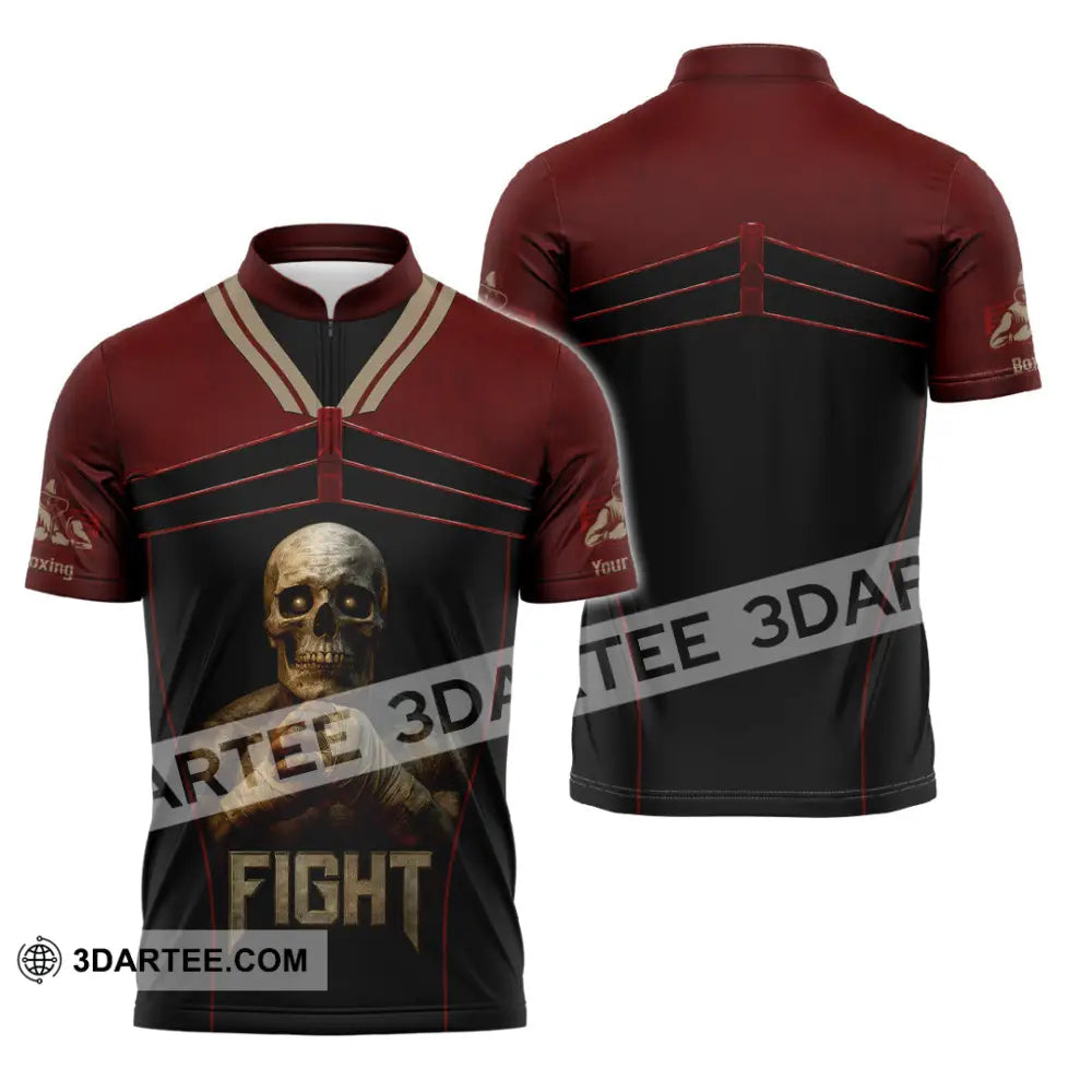 Unisex Shirt - Custom Try Your Hard Fight Man Sport Shirt Zipper Polo Shirt / S T-shirt