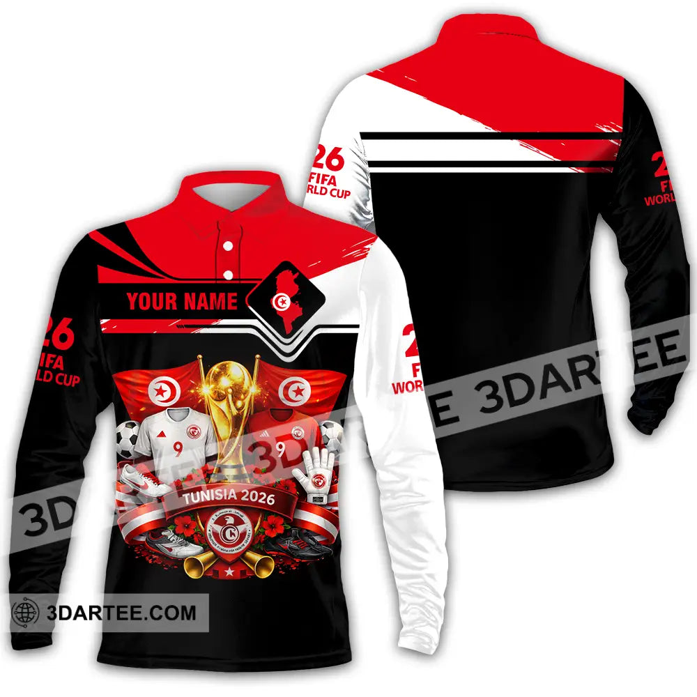 Unisex Shirt - Custom Tunisia World Cup 2026 3D Shirt - Long Sleeve Polo / S - T-shirt