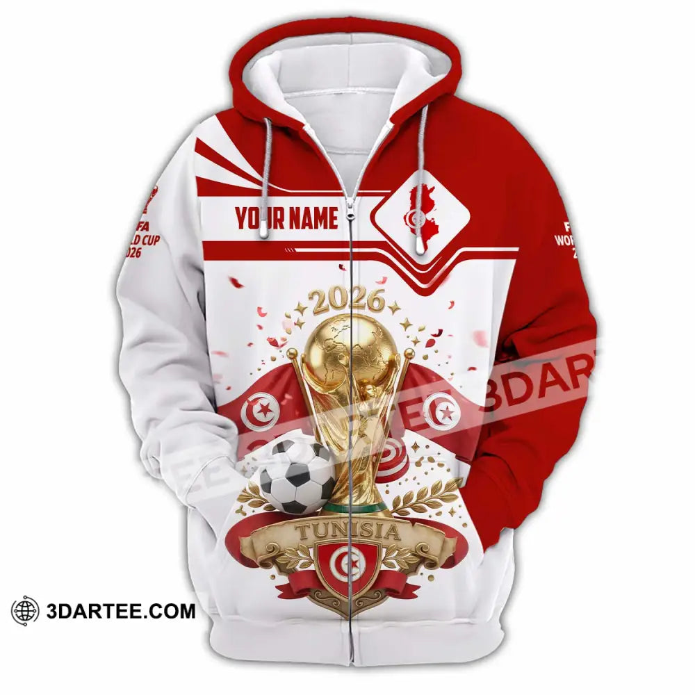 Unisex Shirt - Custom Tunisia World Cup 2026 3D Shirt - Zipper Hoodie / S - T-shirt