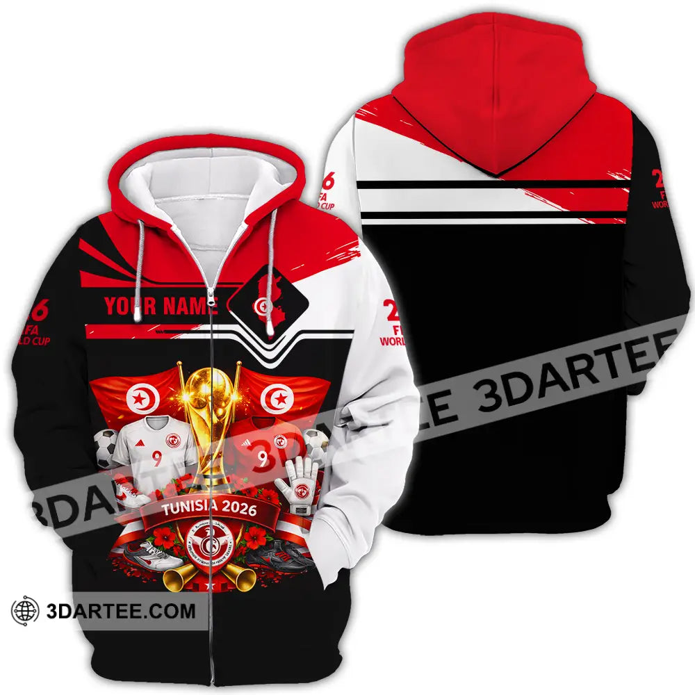 Unisex Shirt - Custom Tunisia World Cup 2026 3D Shirt - Zipper Hoodie / S - T-shirt