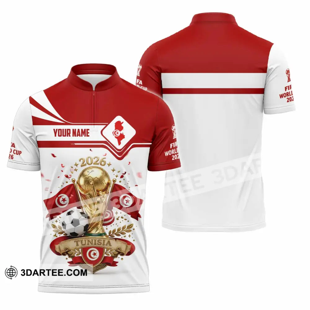 Unisex Shirt - Custom Tunisia World Cup 2026 3D Shirt - Zipper Polo Shirt / S - T-shirt