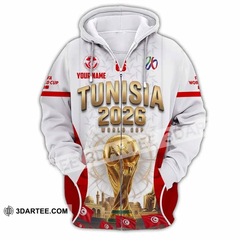 Unisex Shirt - Custom Tunisia World Cup 2026 Shirt - Zipper Hoodie / S - T-shirt