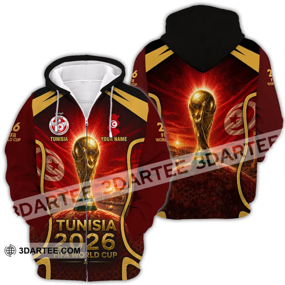 Unisex Shirt - Custom Tunisia World Cup 2026 Shirt - Zipper Hoodie / S - T-shirt