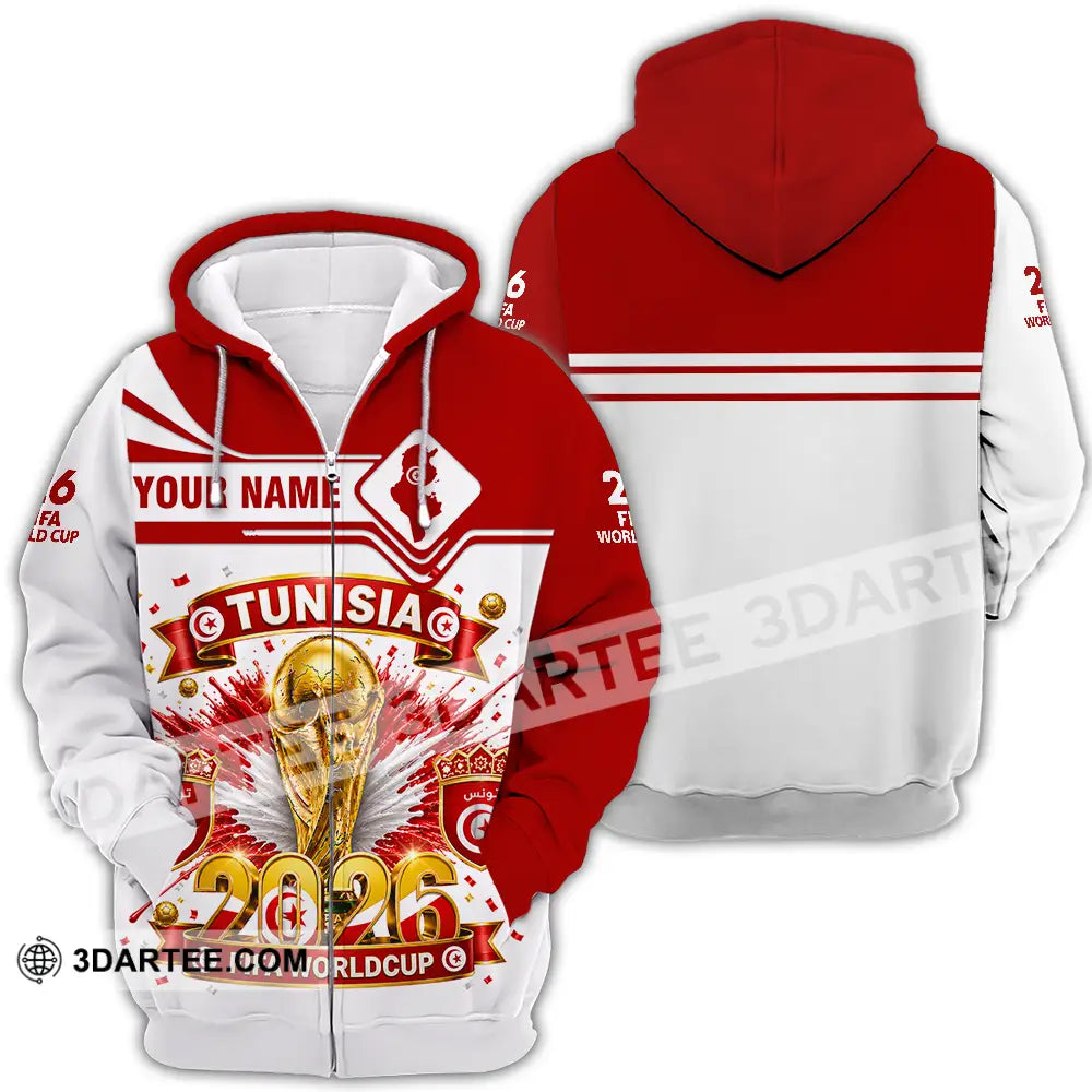 Unisex Shirt - Custom Tunisia World Cup 2026 Shirt - Zipper Hoodie / S - T-shirt