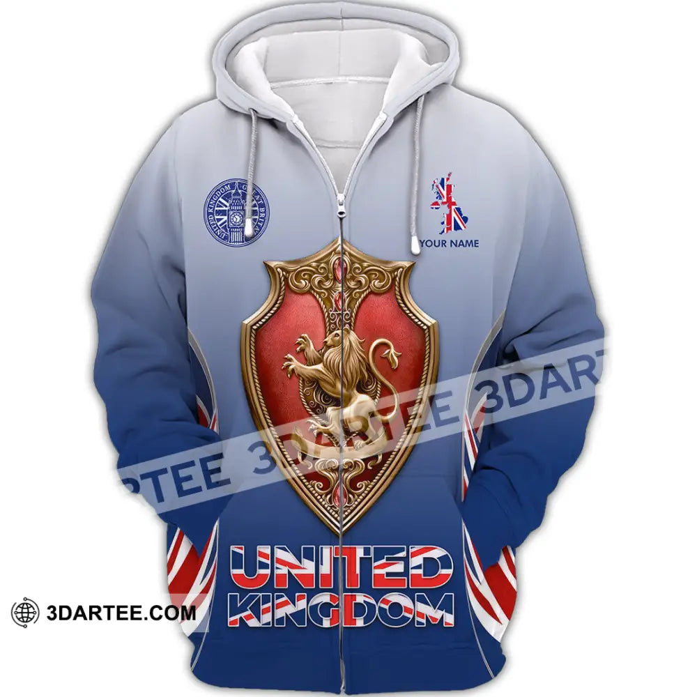 Unisex Shirt - Custom United Kingdom 3D Shirt Zipper Hoodie / S T-shirt