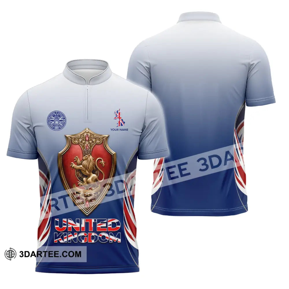Unisex Shirt - Custom United Kingdom 3D Shirt Zipper Polo Shirt / S T-shirt