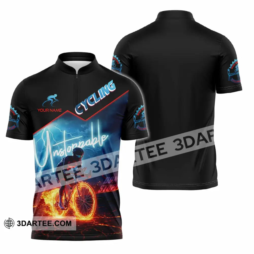 Unisex Shirt - Custom Unstoppable Cycling 3D Shirt Zipper Polo Shirt / S T-shirt