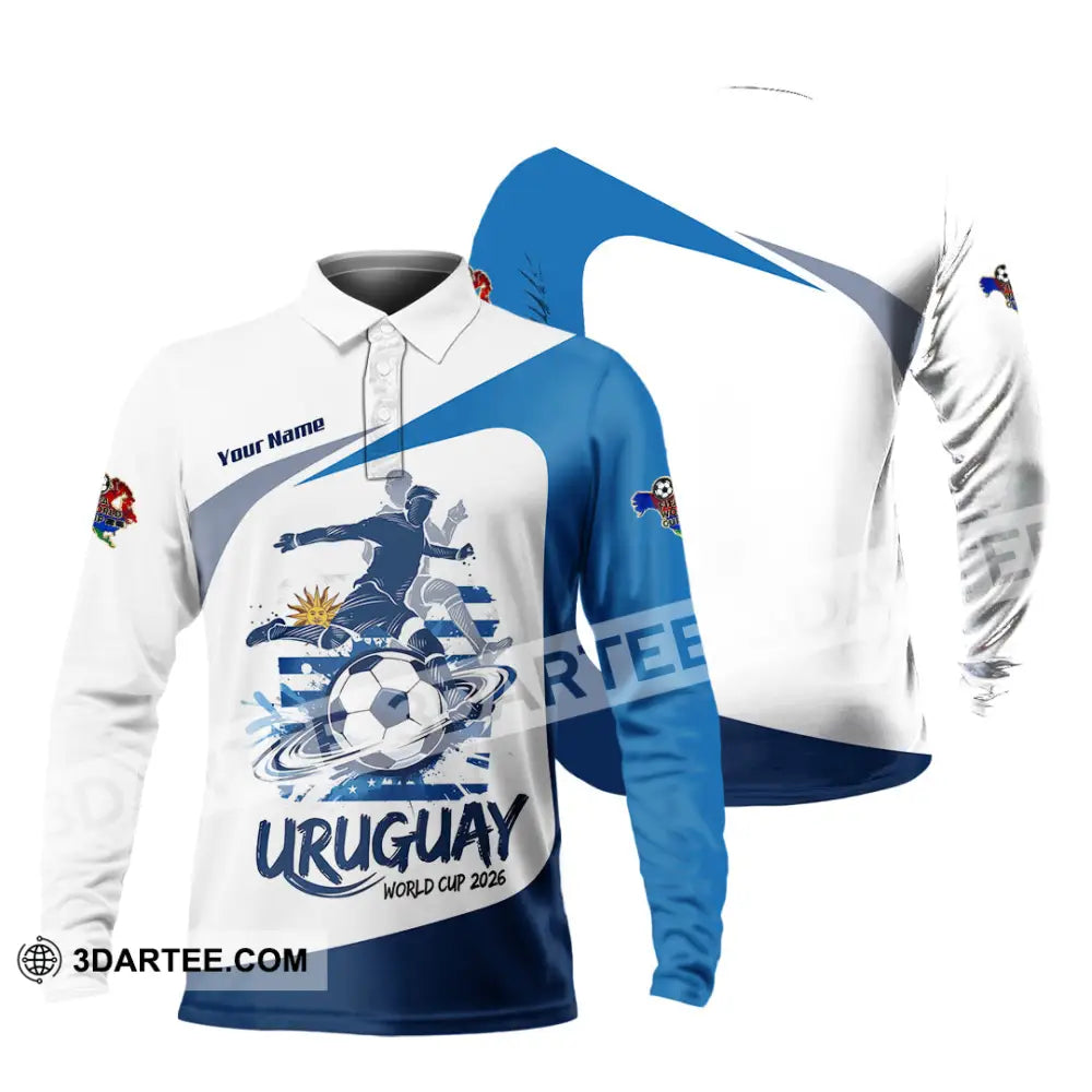 Unisex Shirt - Custom Uruguay Fifa World Cup 2026 3D Shirt - Long Sleeve Polo / S - T-shirt